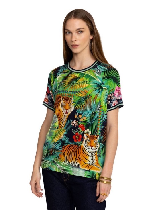 Johnny Was Tops - Johnny Was Janie Favorite Raglan Tee Tigres Short Sleeve Top Shirt